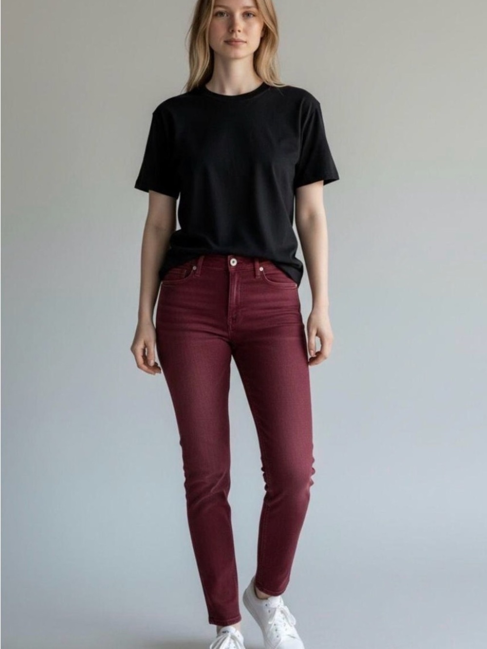 7 For All Mankind Burgundy Wine Skinny Jeans Size 28